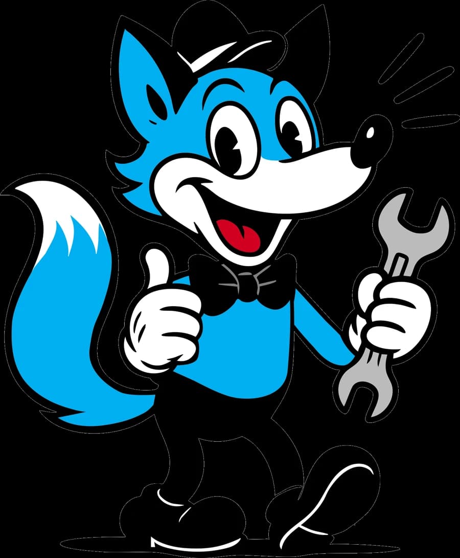 Bix, the QnC fox mascot, holding a wrench and giving a thumbs up